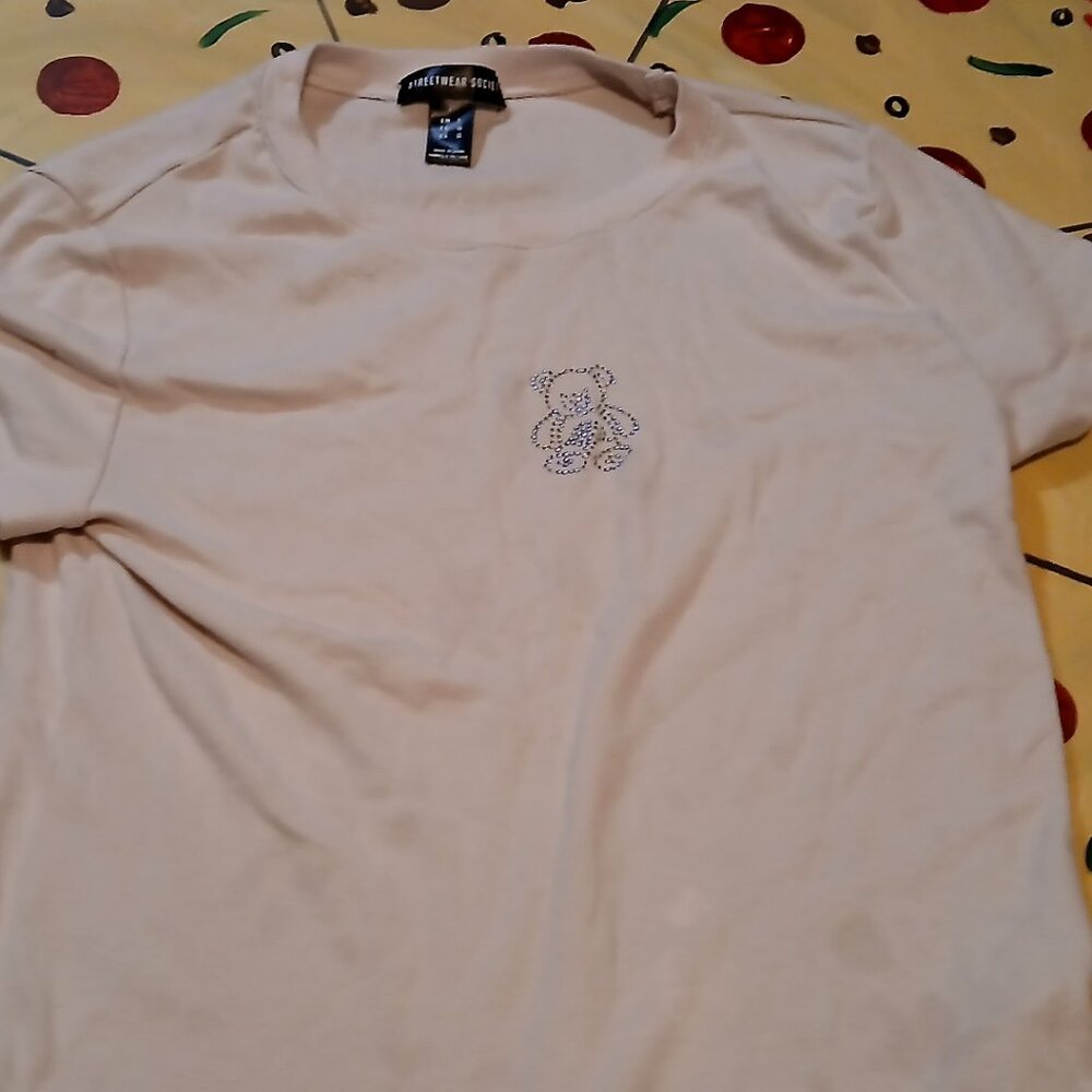 Street Wear Society Girls top size L , with bear BLING